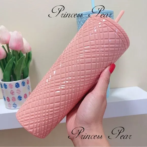 2022 Starbucks Siren Anniversary Coral Pink & Mint Blue Jewel Cold Cup Tumbler - Picture 3 of 12